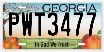 GA license plate PWT3477