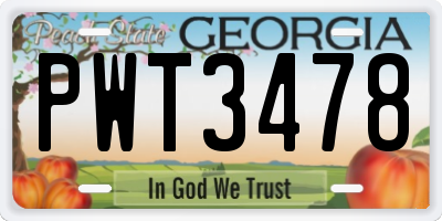 GA license plate PWT3478