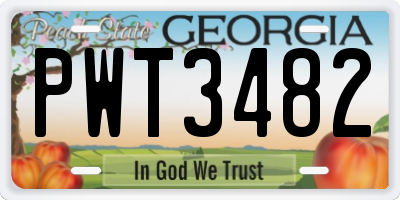 GA license plate PWT3482
