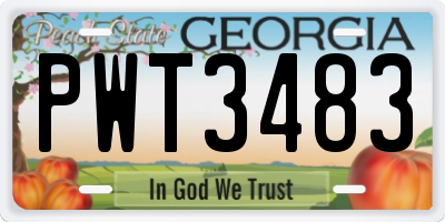 GA license plate PWT3483