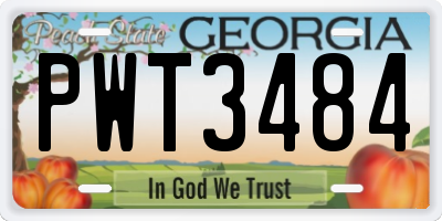 GA license plate PWT3484