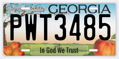 GA license plate PWT3485