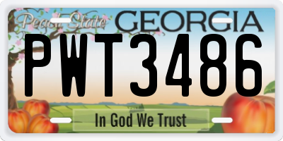 GA license plate PWT3486