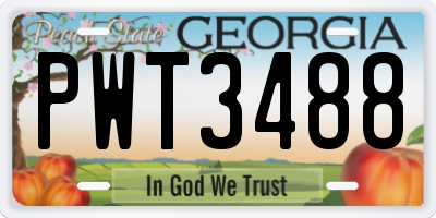 GA license plate PWT3488