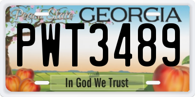 GA license plate PWT3489