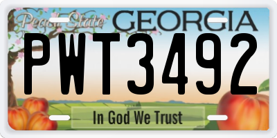 GA license plate PWT3492