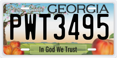 GA license plate PWT3495