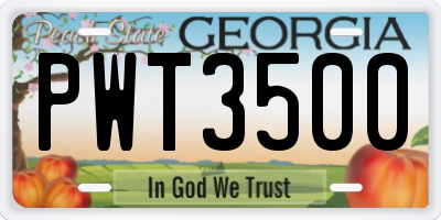GA license plate PWT3500