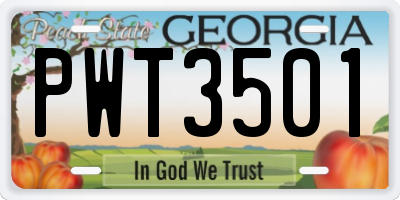 GA license plate PWT3501