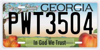 GA license plate PWT3504