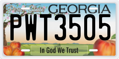 GA license plate PWT3505