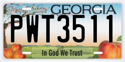 GA license plate PWT3511