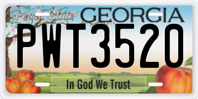 GA license plate PWT3520