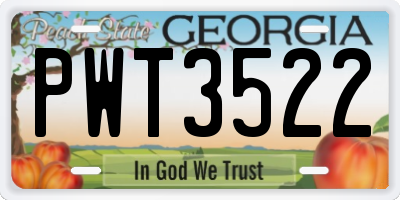 GA license plate PWT3522