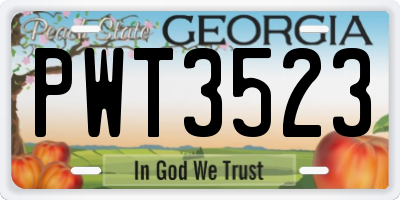 GA license plate PWT3523