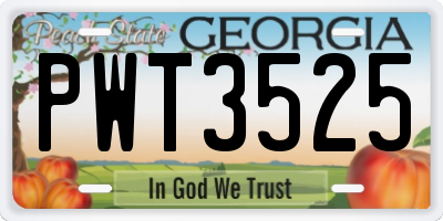 GA license plate PWT3525