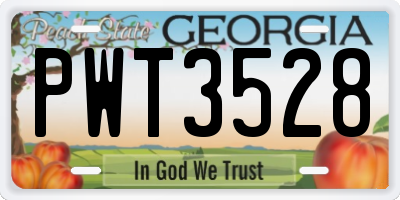 GA license plate PWT3528