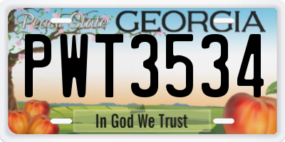 GA license plate PWT3534