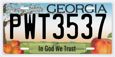 GA license plate PWT3537