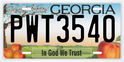 GA license plate PWT3540