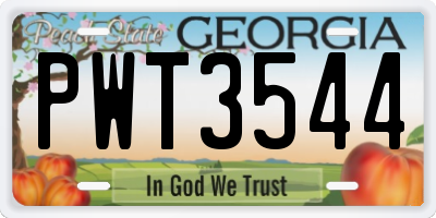 GA license plate PWT3544