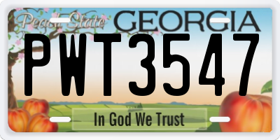 GA license plate PWT3547