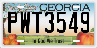 GA license plate PWT3549