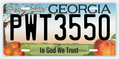 GA license plate PWT3550