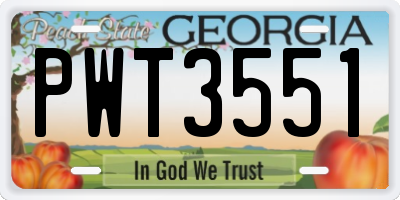 GA license plate PWT3551