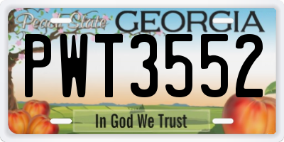 GA license plate PWT3552