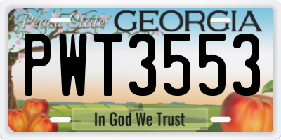 GA license plate PWT3553