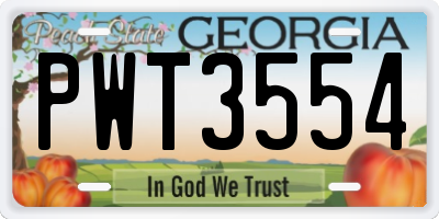 GA license plate PWT3554