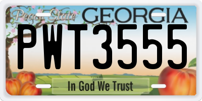 GA license plate PWT3555