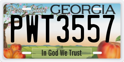 GA license plate PWT3557