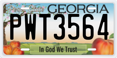 GA license plate PWT3564