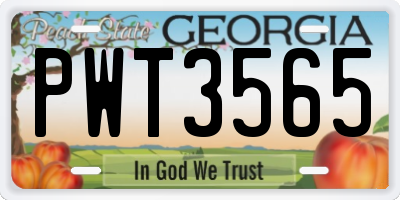 GA license plate PWT3565