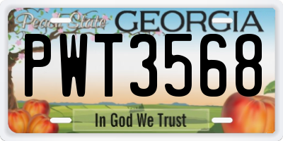 GA license plate PWT3568