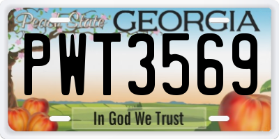 GA license plate PWT3569