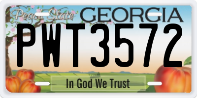 GA license plate PWT3572