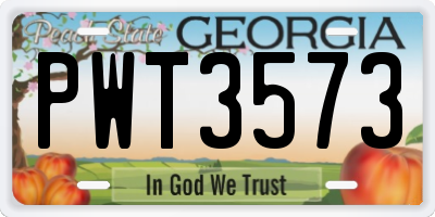 GA license plate PWT3573