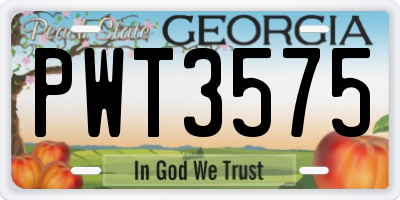 GA license plate PWT3575