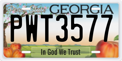 GA license plate PWT3577