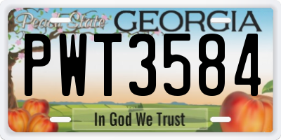 GA license plate PWT3584