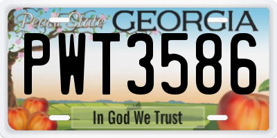 GA license plate PWT3586