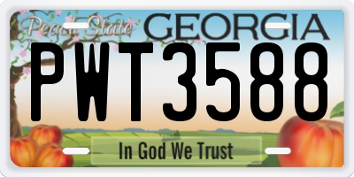 GA license plate PWT3588