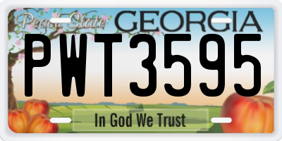 GA license plate PWT3595