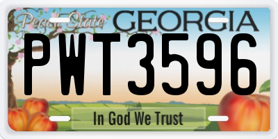 GA license plate PWT3596