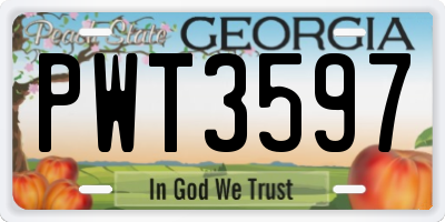 GA license plate PWT3597