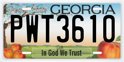 GA license plate PWT3610