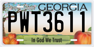 GA license plate PWT3611